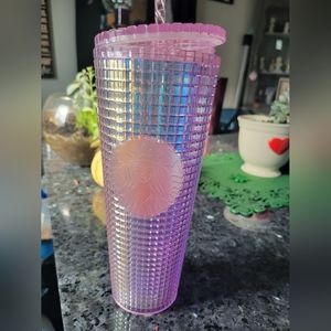 STARBUCKS HOLIDAY CHRISTMAS 2020 PINK GRID DISCO COLD TUMBLER 24 OZ